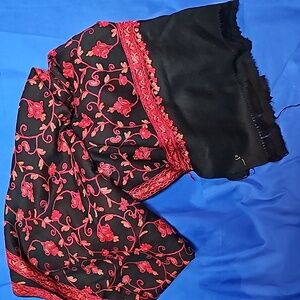 Beautiful Embroidered Shawl Wrap New Black w/ S.F. or L.F. signature